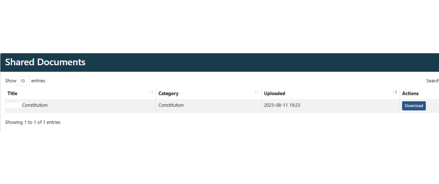 Document library listing with filters