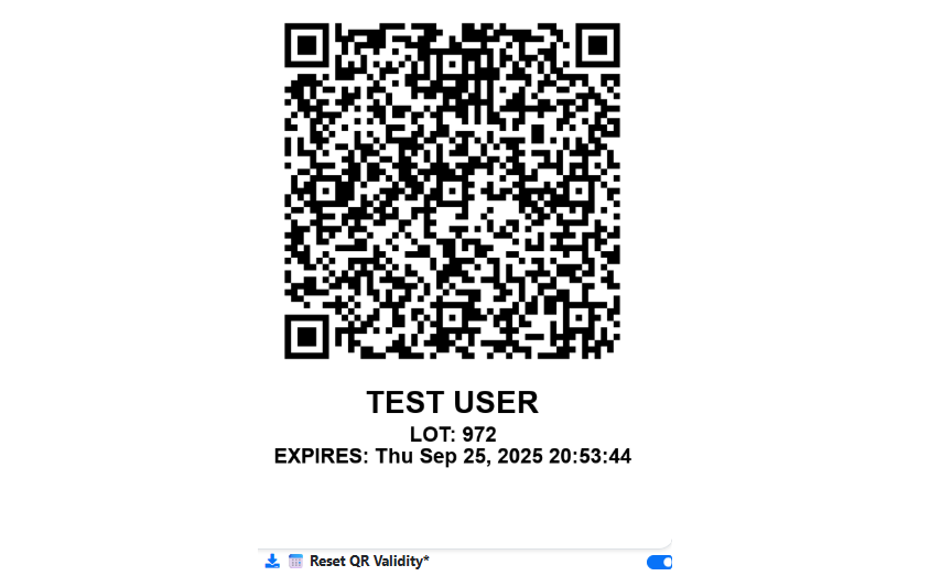QR pass example and scan confirmation