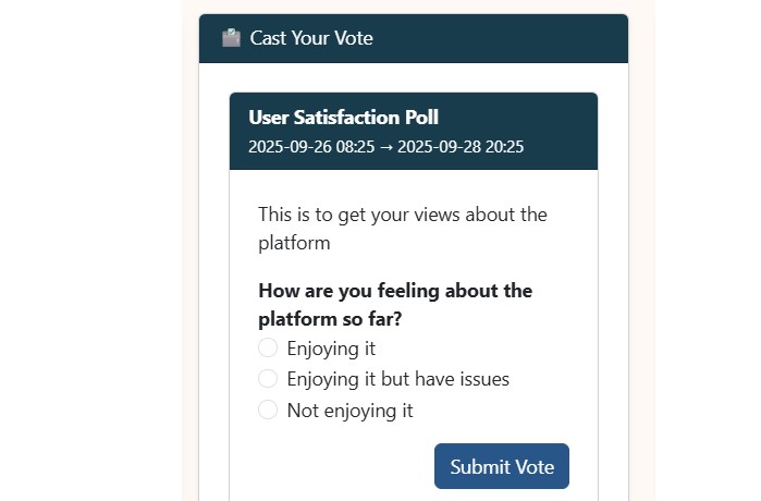Voting screen with live results