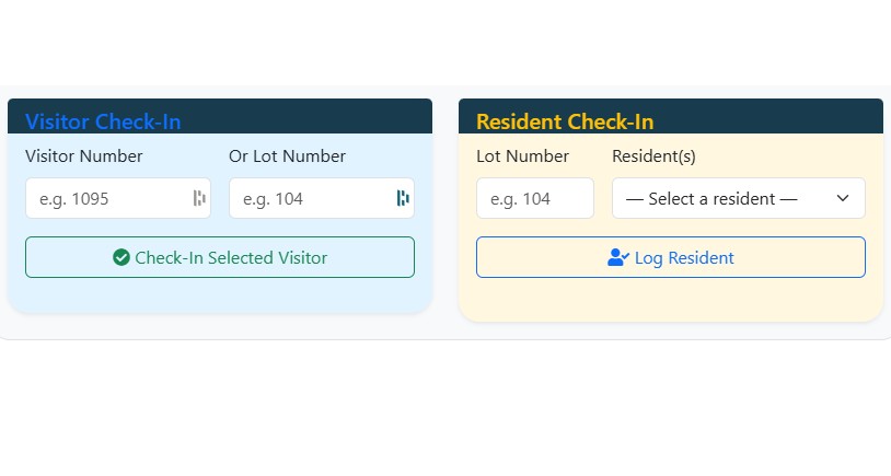 Attendant check-in screen with QR and lookup